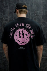 Smile Thru The Pain Tee - Black/Pink