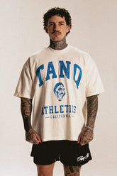 ATHLETICS TEE CREAM/BLUE