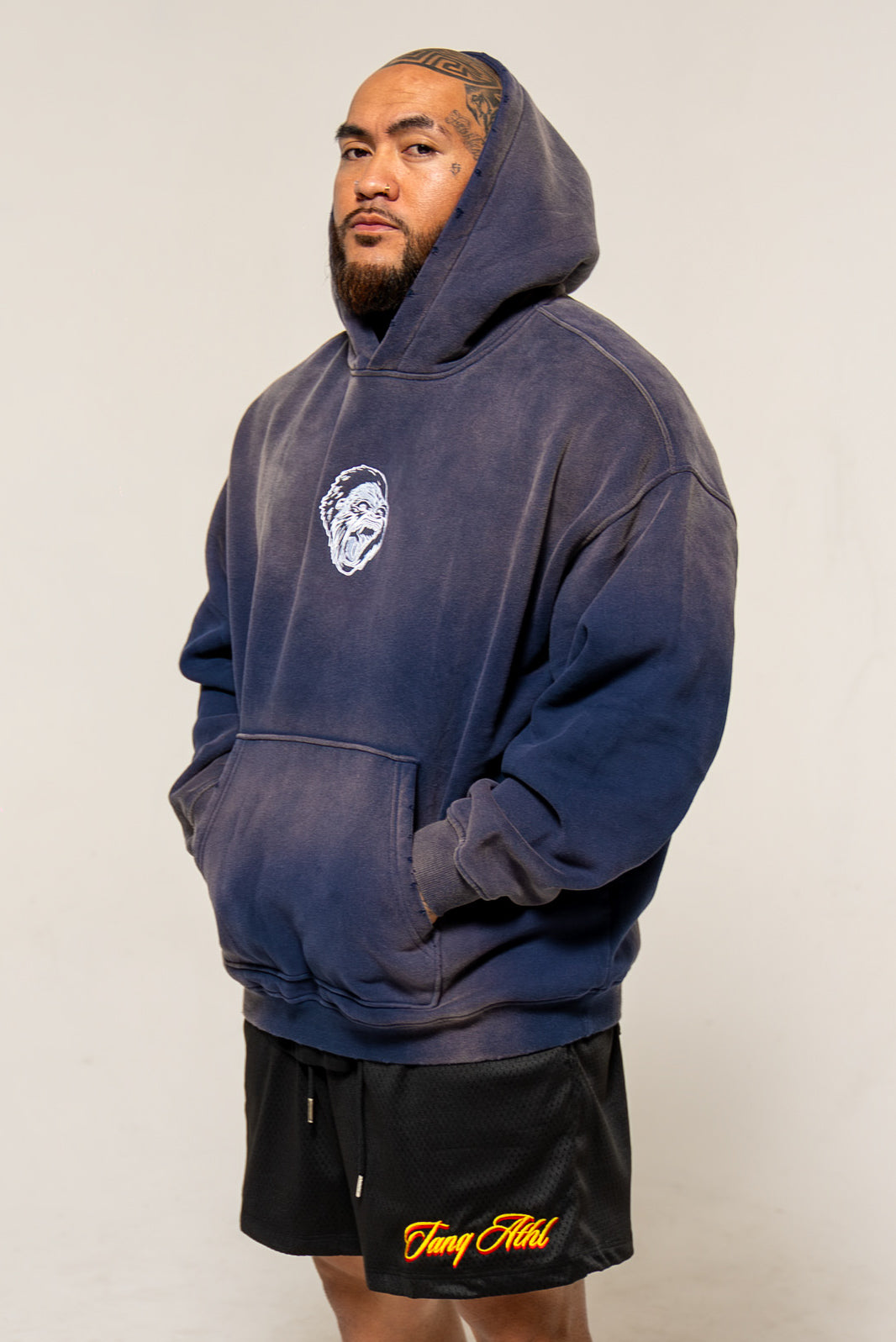 Gorilla Head Vintage Hoodie Washed Navy