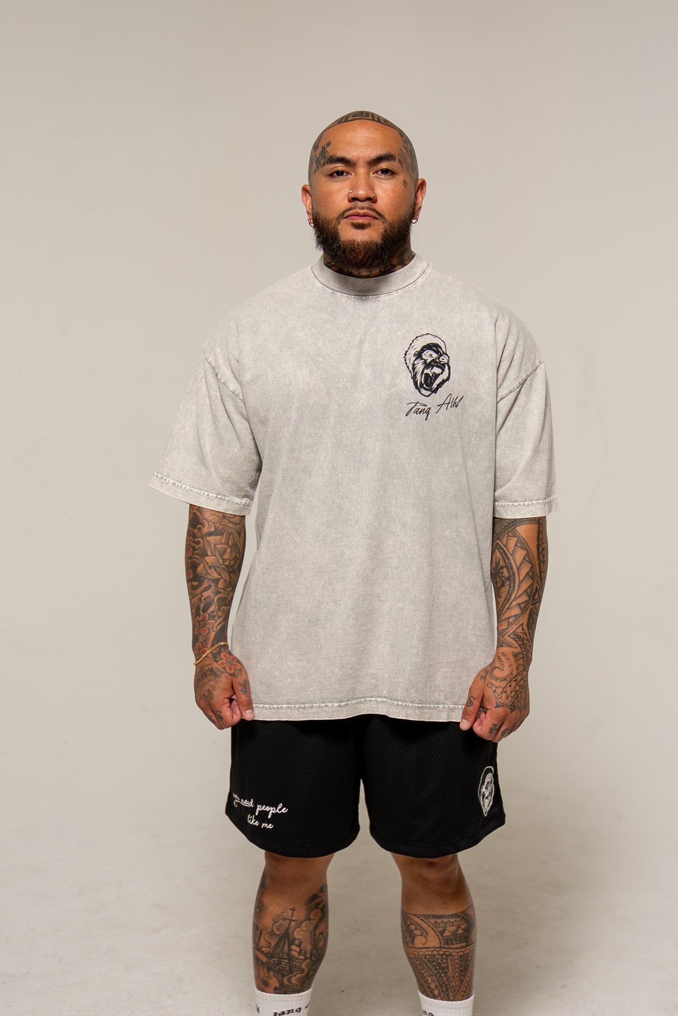 Classic Gorilla Head Tee Limestone Wash/Negative
