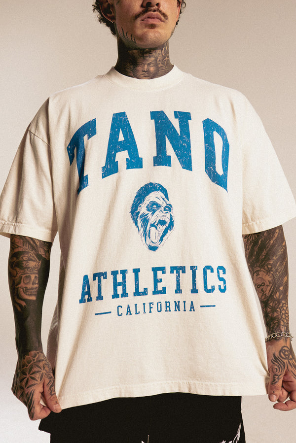 ATHLETICS TEE CREAM/BLUE