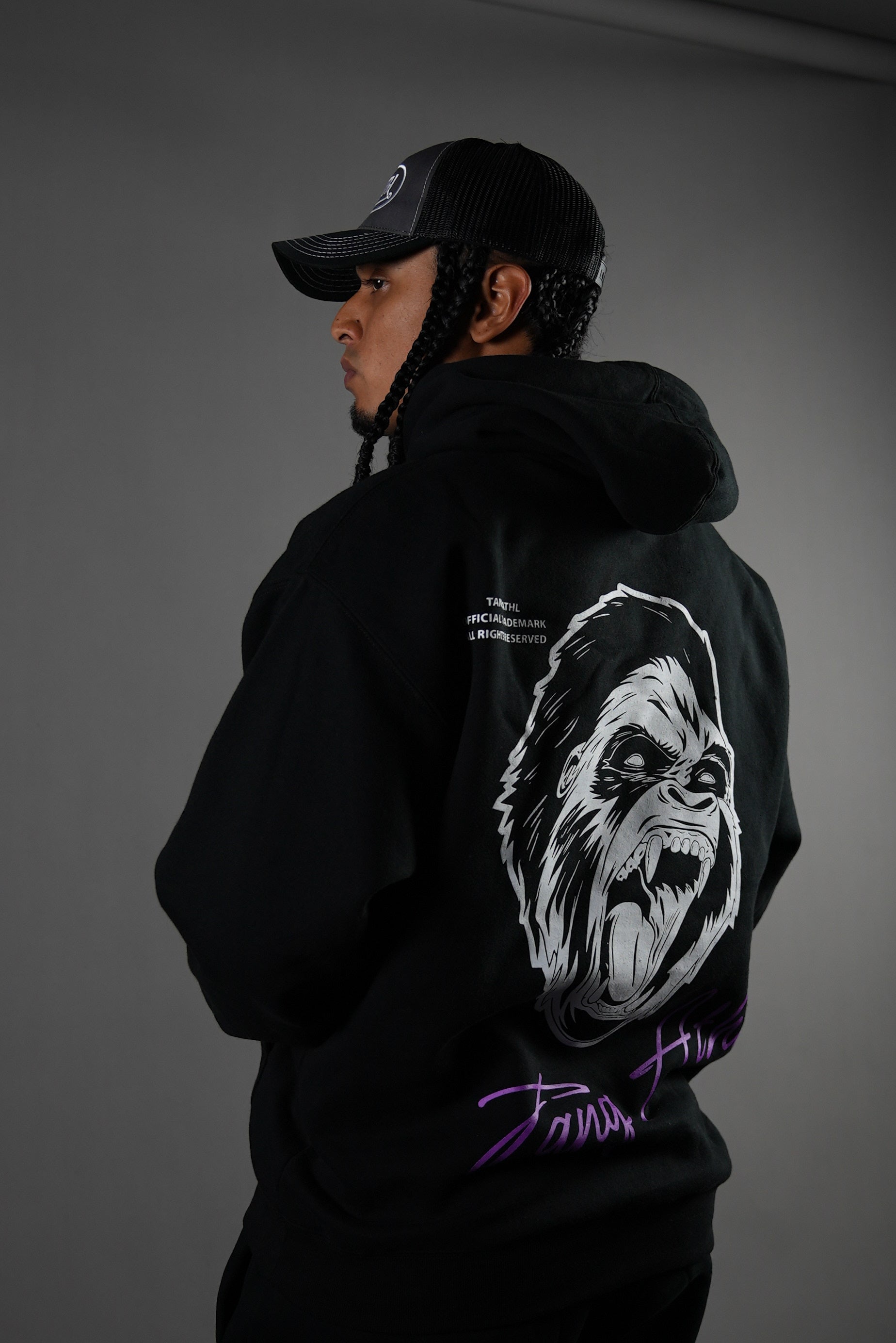 Classic Gorilla Hoodie Black/White/Purple