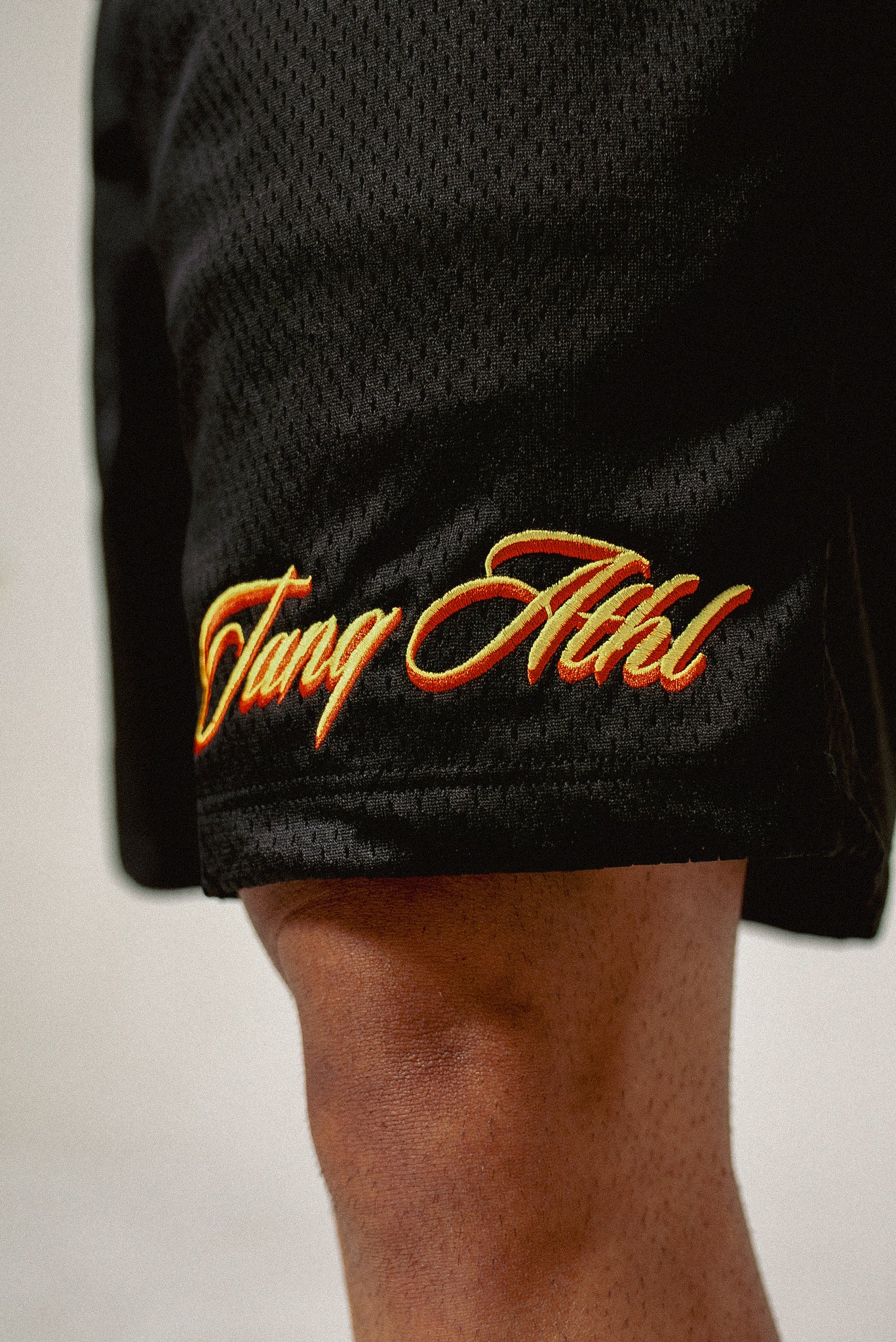 TANQ Embroidered Mesh Shorts Black
