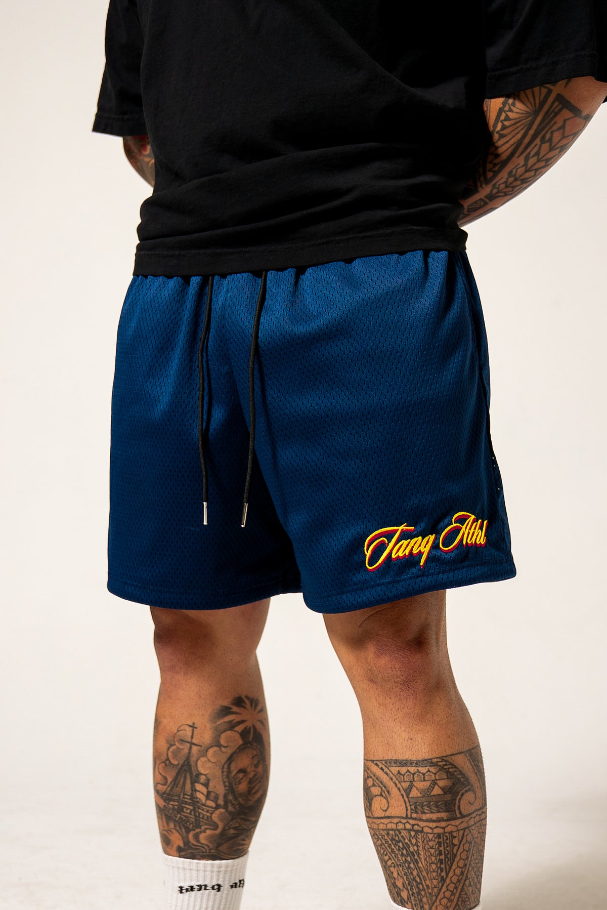 TANQ Embroidered Mesh Shorts Navy