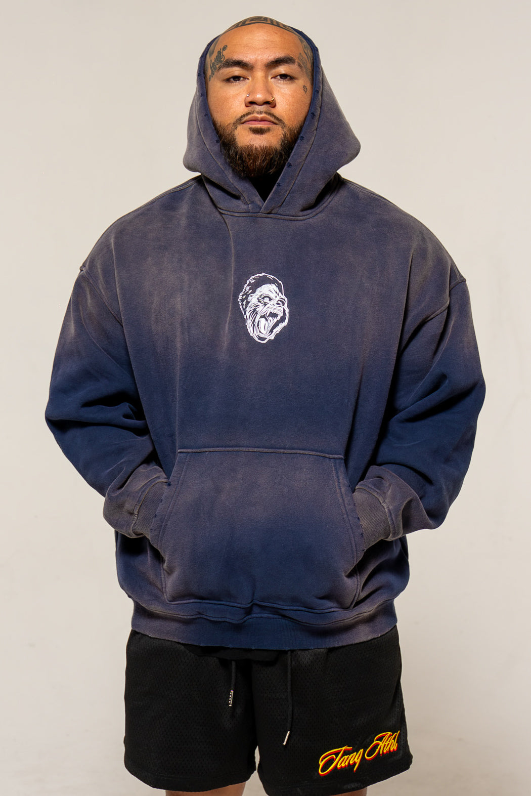 Gorilla Head Vintage Hoodie Washed Navy