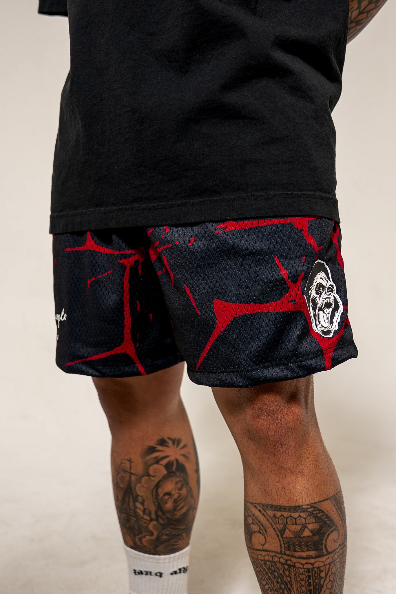 People Like Me Mesh Shorts Marble Black/Red