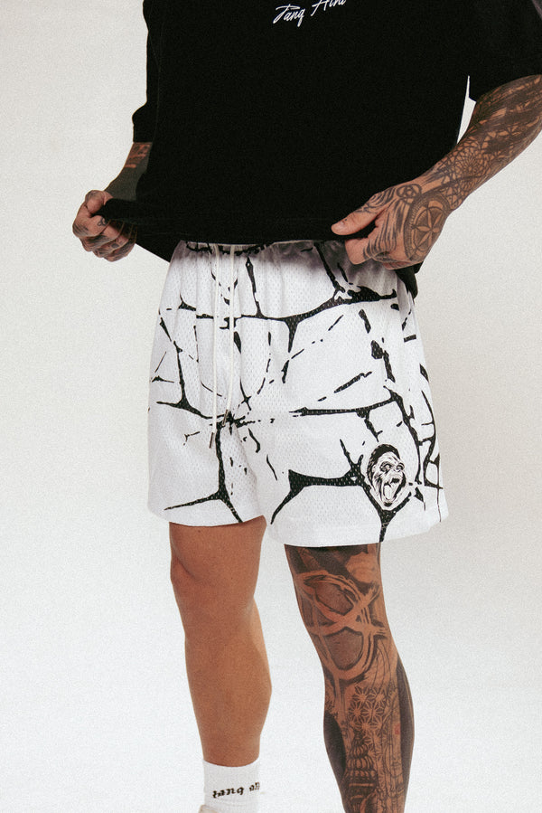 Marble Mesh Shorts White