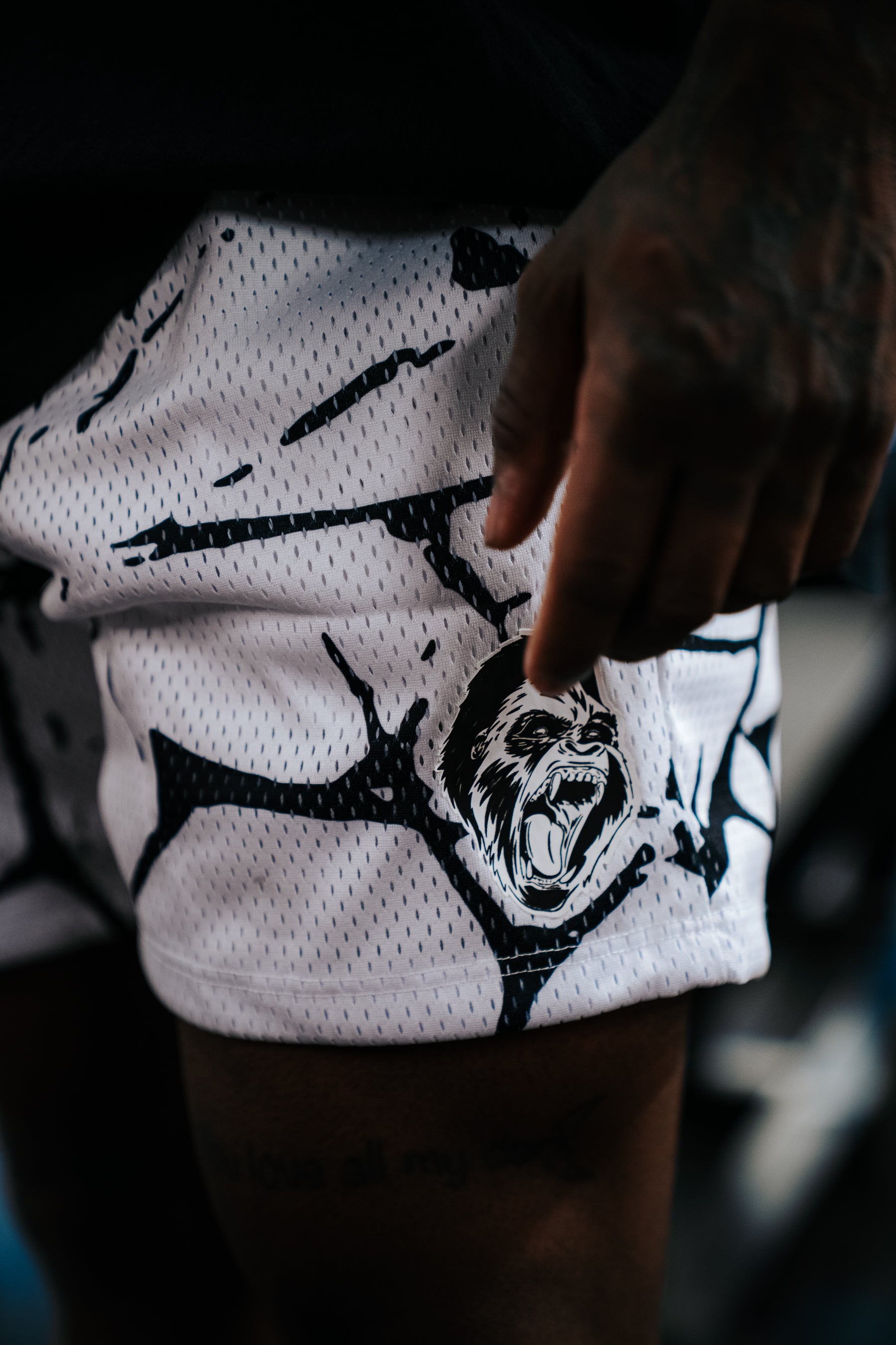 Marble Mesh Shorts White