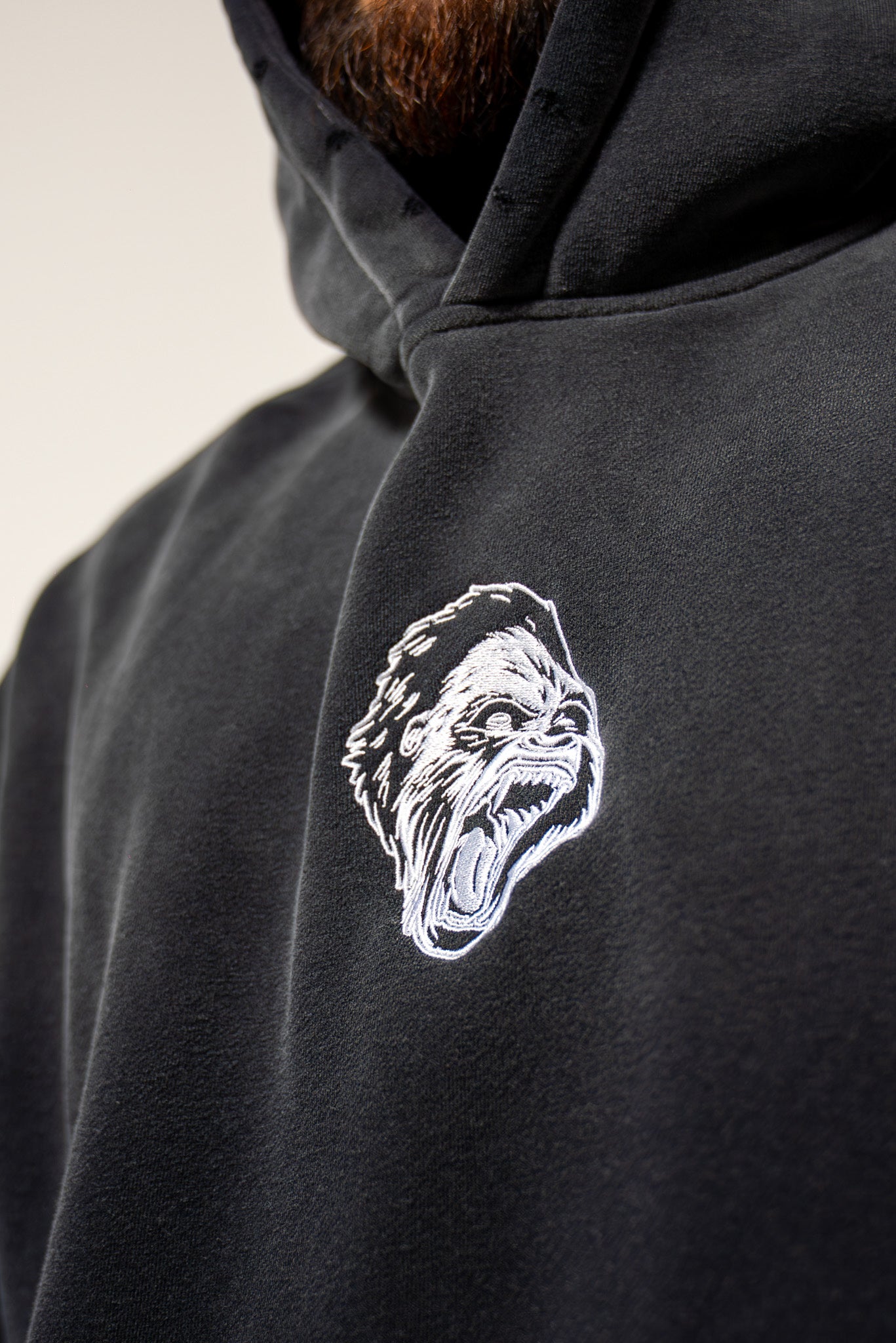 Gorilla Head Vintage Hoodie Washed Black