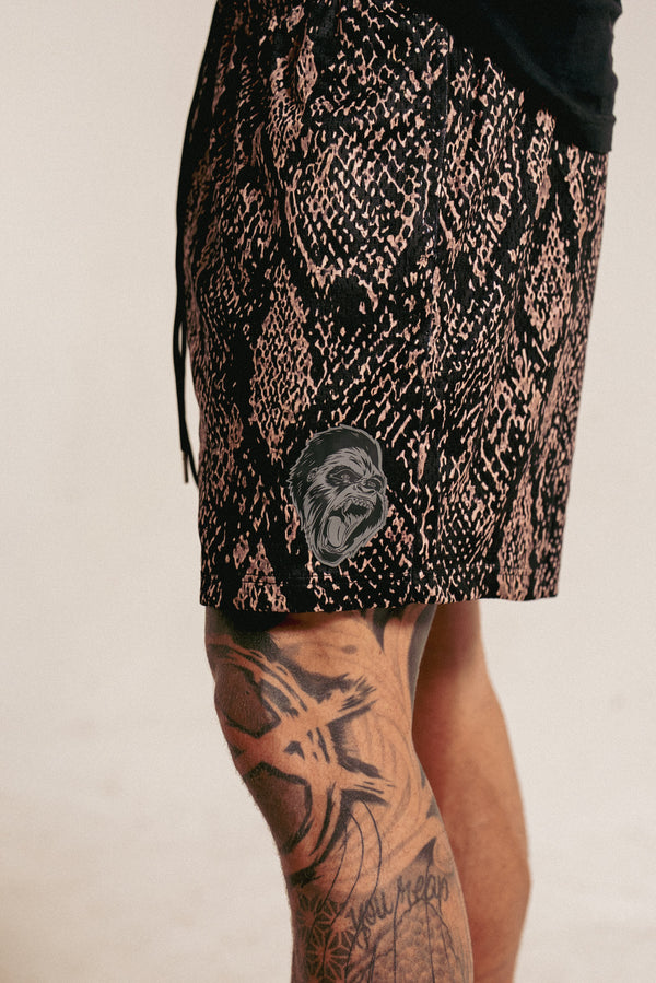 Snake Mesh Shorts Brown