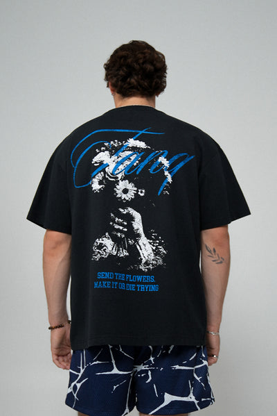 Send the Flowers Tee Black/Blue