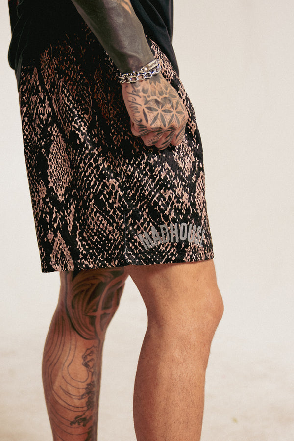 Snake Mesh Shorts Brown