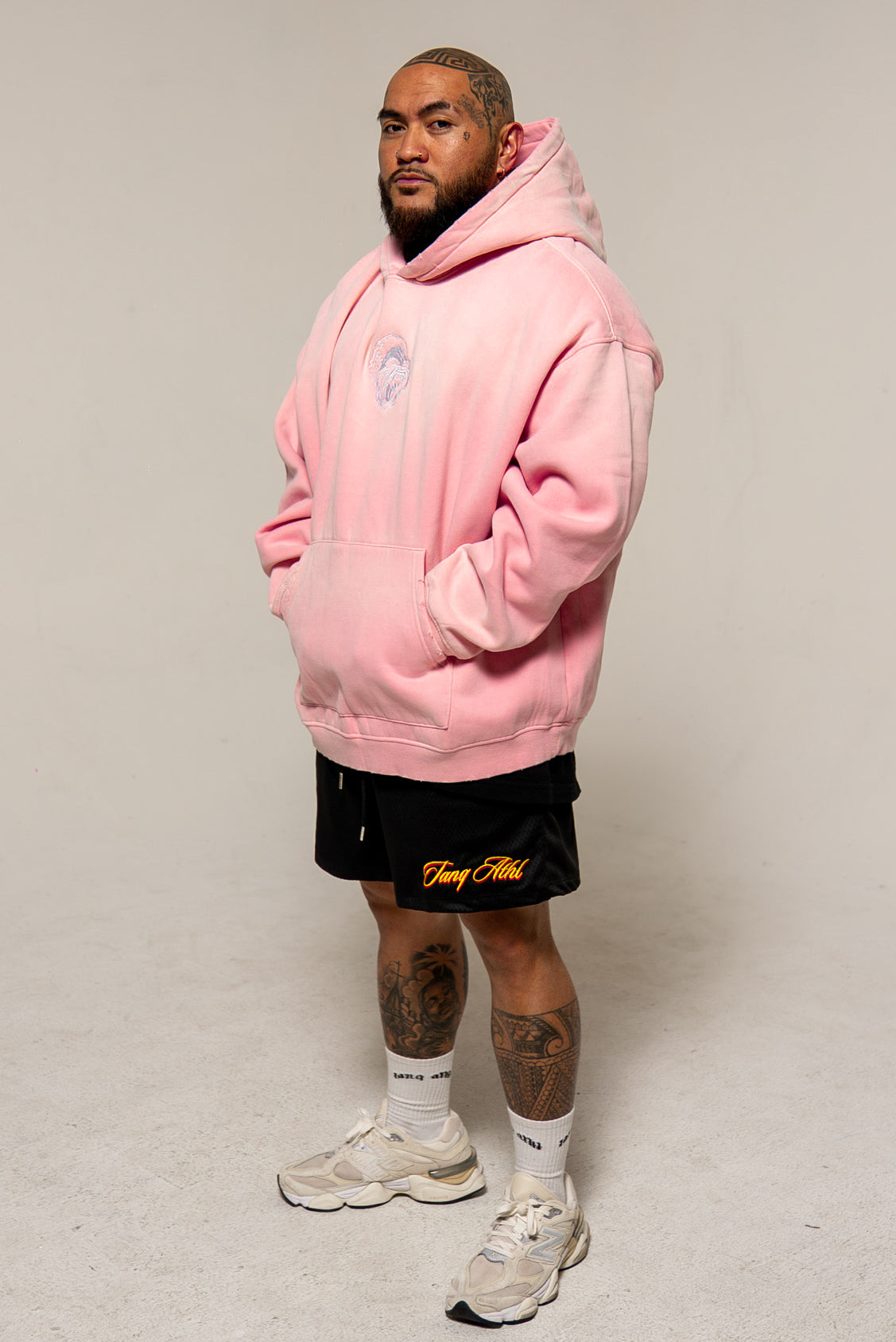 Gorilla Head Vintage Hoodie Washed Pink