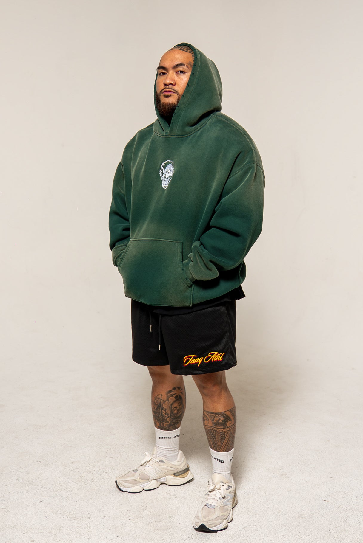 Gorilla Head Vintage Hoodie Washed Green
