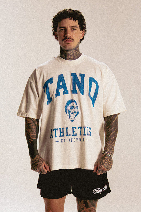 ATHLETICS TEE CREAM/BLUE